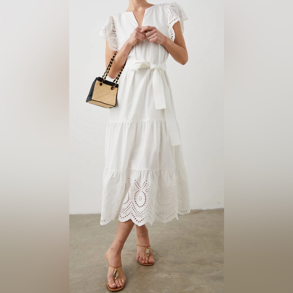 Rails Gia Eyelet Embroidered Cotton Blend Midi Dress